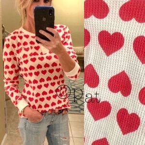Heart Print Henley Red Hearts Top